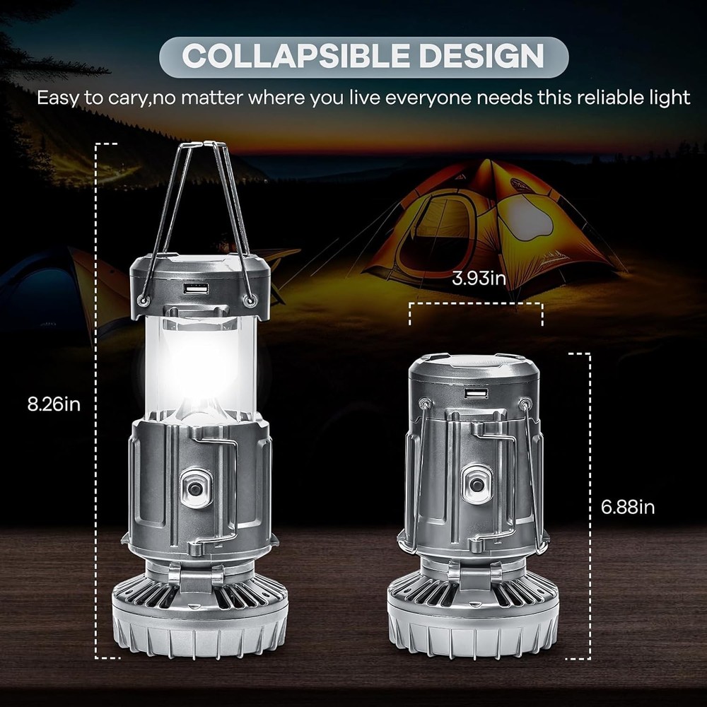 Camping Lantern Solar Fan USB Rechargeable