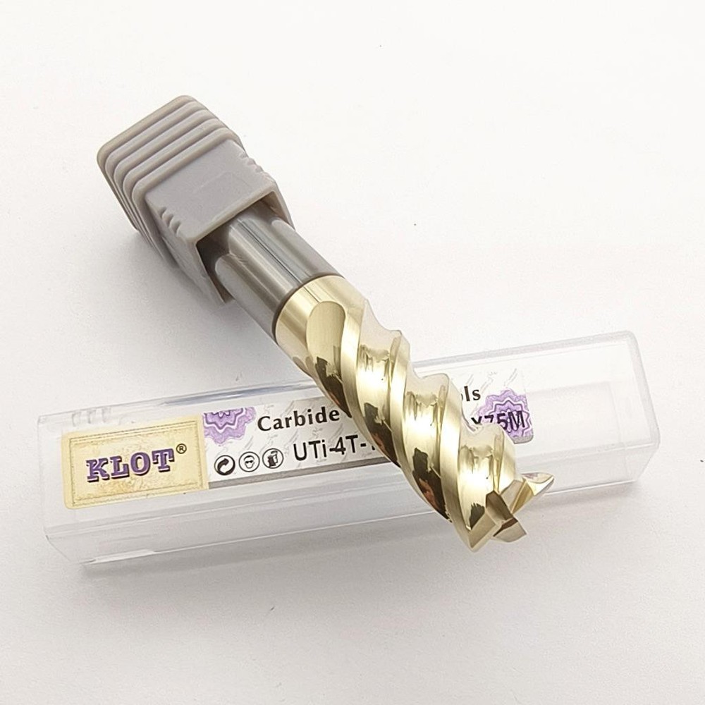 KLOT U-Shaped Flute Corner Radius Solid Carbide End Mill For Titanium Alloy CNC