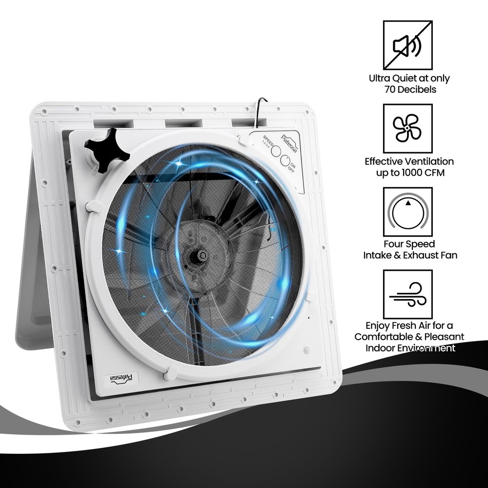 14” RV Roof Vent Fan 4Speed Reversible 12V RV Bathroom Fan Deluxe Open RV Fan US