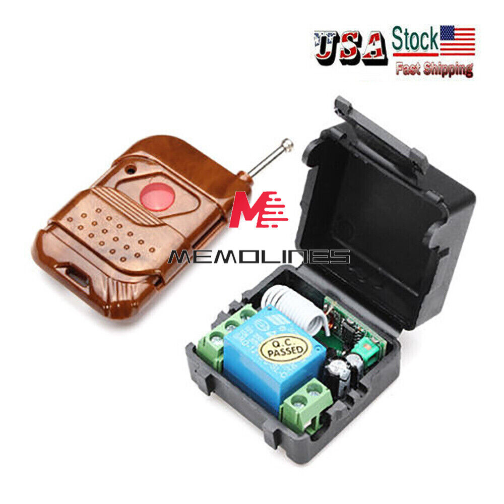 DC 12V 10A Relay 1CH Wireless RF Remote Control Switch Transmitter+ Receiver USA
