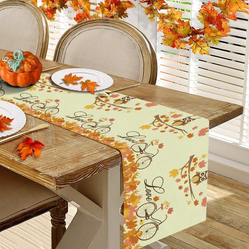 Thanksgiving Day Maple Love Table Runner for Dinner Table Book Table 70" x 13"