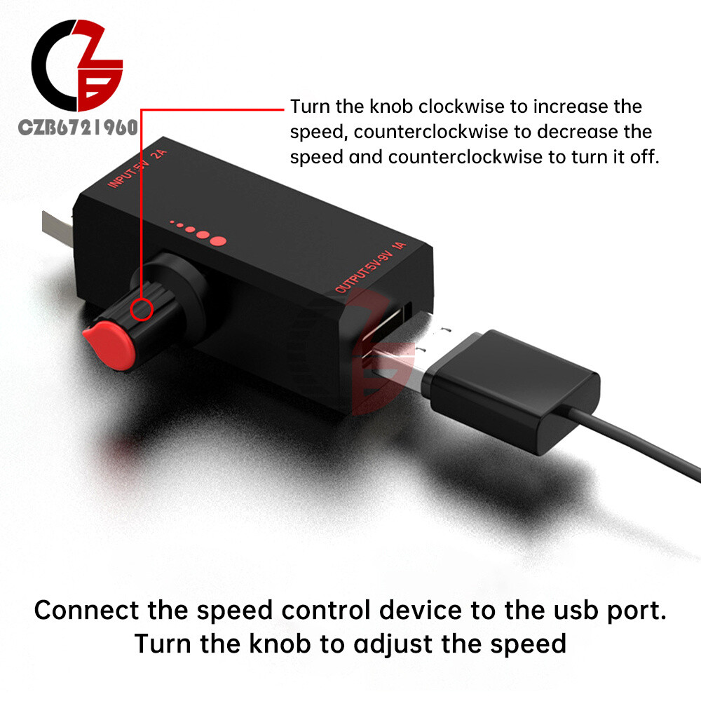 5W DC5V 2A Fan Controller Stepless Speed Control w/ Switch USB Protection Type-C