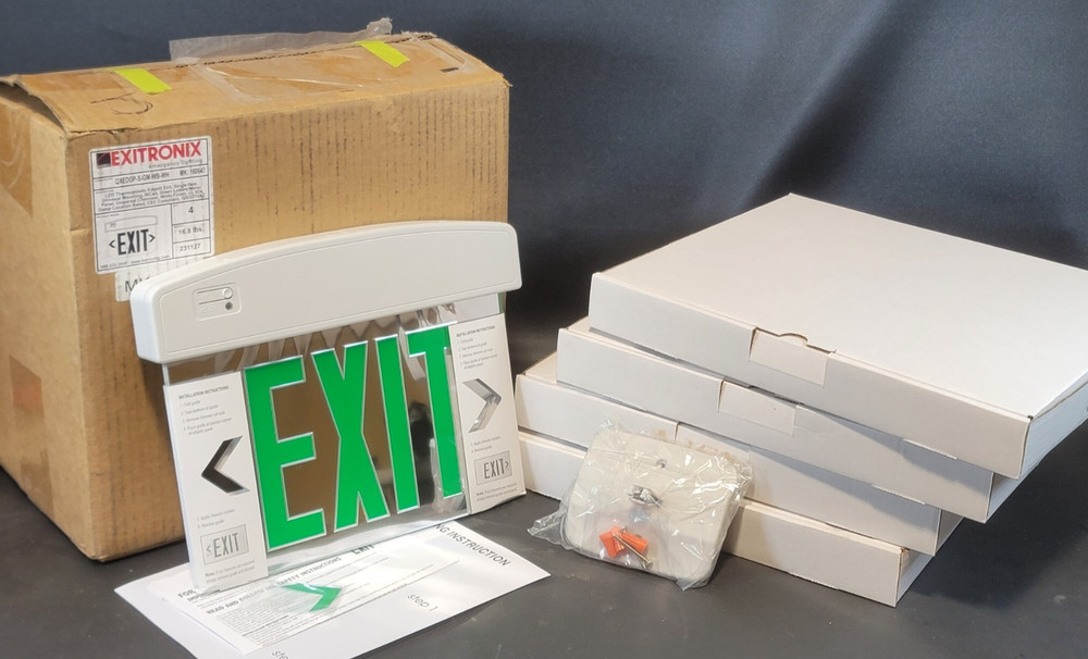 4 Exitronix Emergency Lighting Barron LED Thermoplastic Edgelit Exit Sign