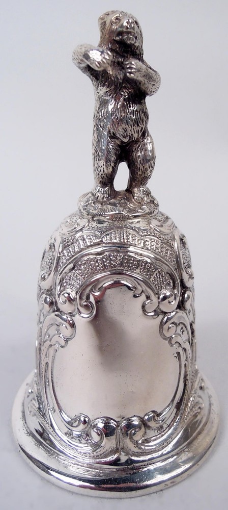 Antique Bell Figural Animal Dancing Bear Handle German 800 Silver