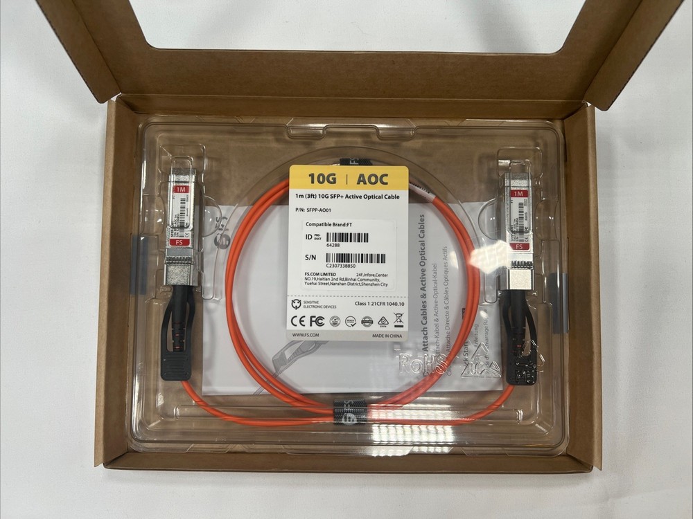 FS 1m (3ft) 10G SFP - Active Optical Cable SFPP-AO01