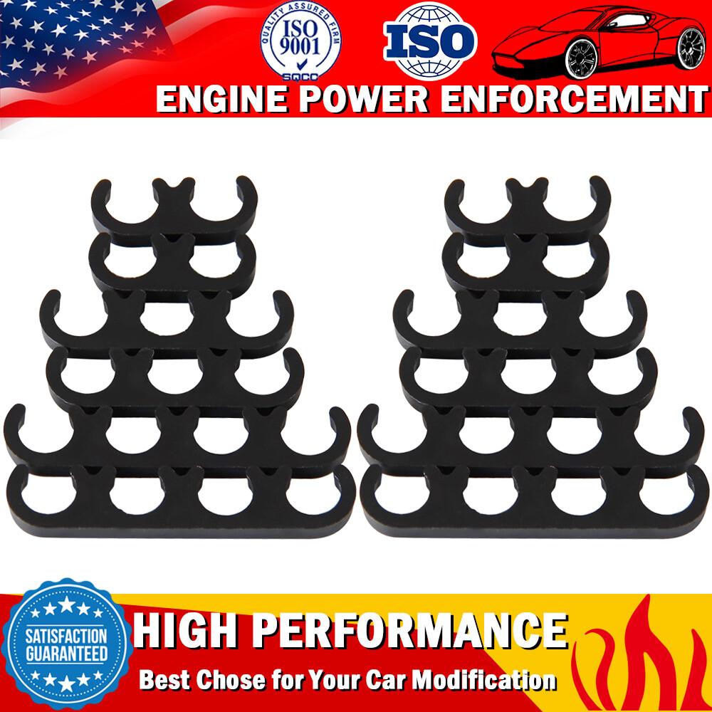 12PCS Universal Chrome Spark Plug Wire Wires Separators Holder 7-9mm Separator