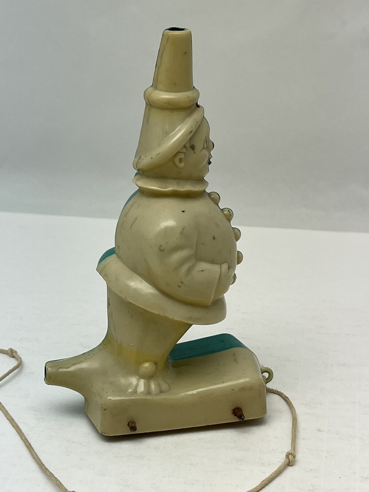 Rare Two Color Plastic Clown Pull Toy