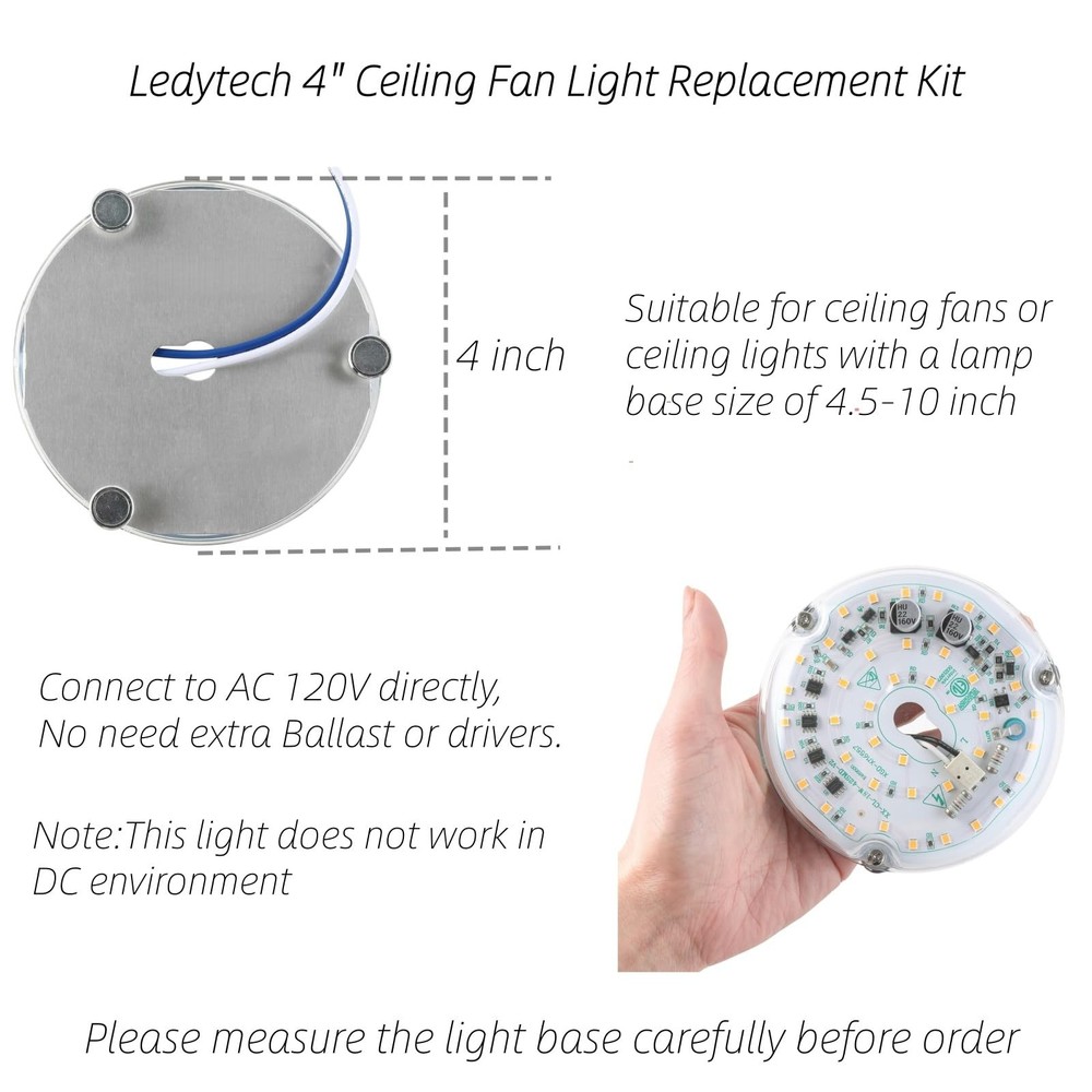 4 inch LED Retrofit Light Kit for Ceiling Fan Light Replacement Panel PCB 18W...