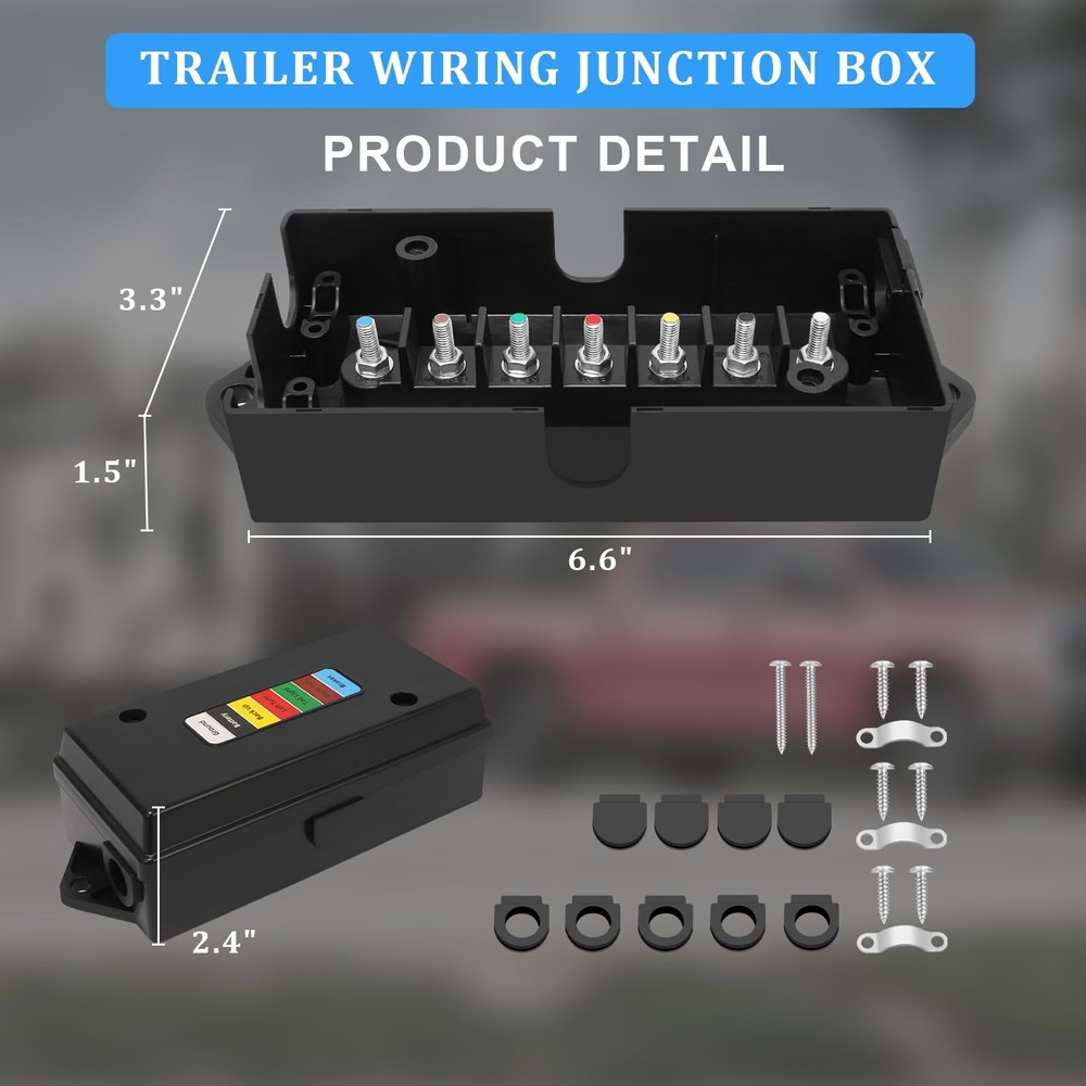 2 Set 7 Way Trailer Junction Box Weatherproof 7 Gang Color Coded Solid Studs ...