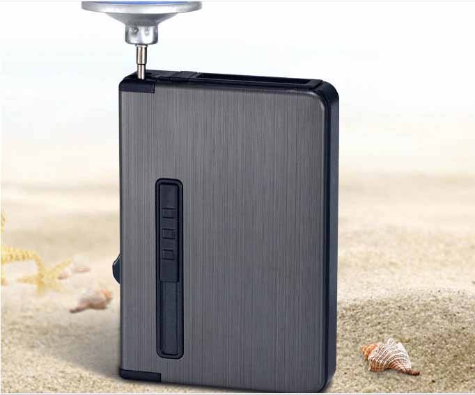 Automatic Cigarette Case Dispenser with Built in Torch Butane Lighter Windproof
