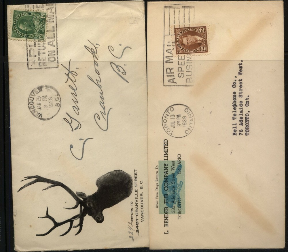 Canada 2  ad covers  deer  and  beaver          MS1219