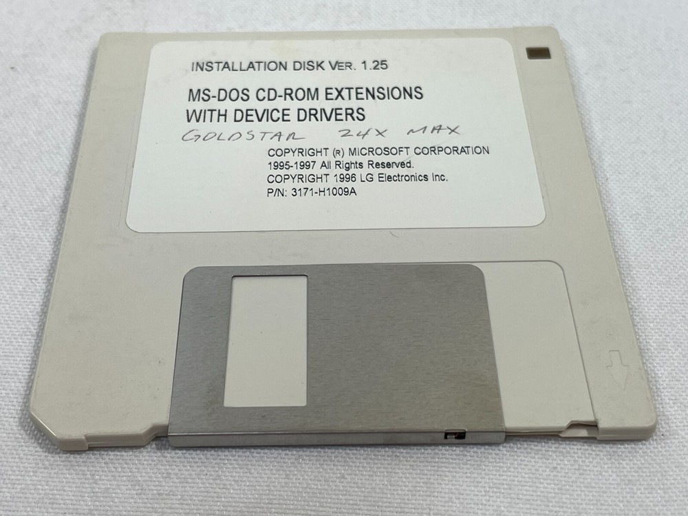 Vintage 1997 Microsoft MS-DOS CD-ROM Extensions with Device Drivers Install Disk