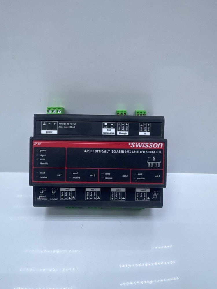 SWISSON ISP-4R-DC-TERM 4-PORT OPTICALLY ISOLATED DMX SPLITTER & RDM HUB