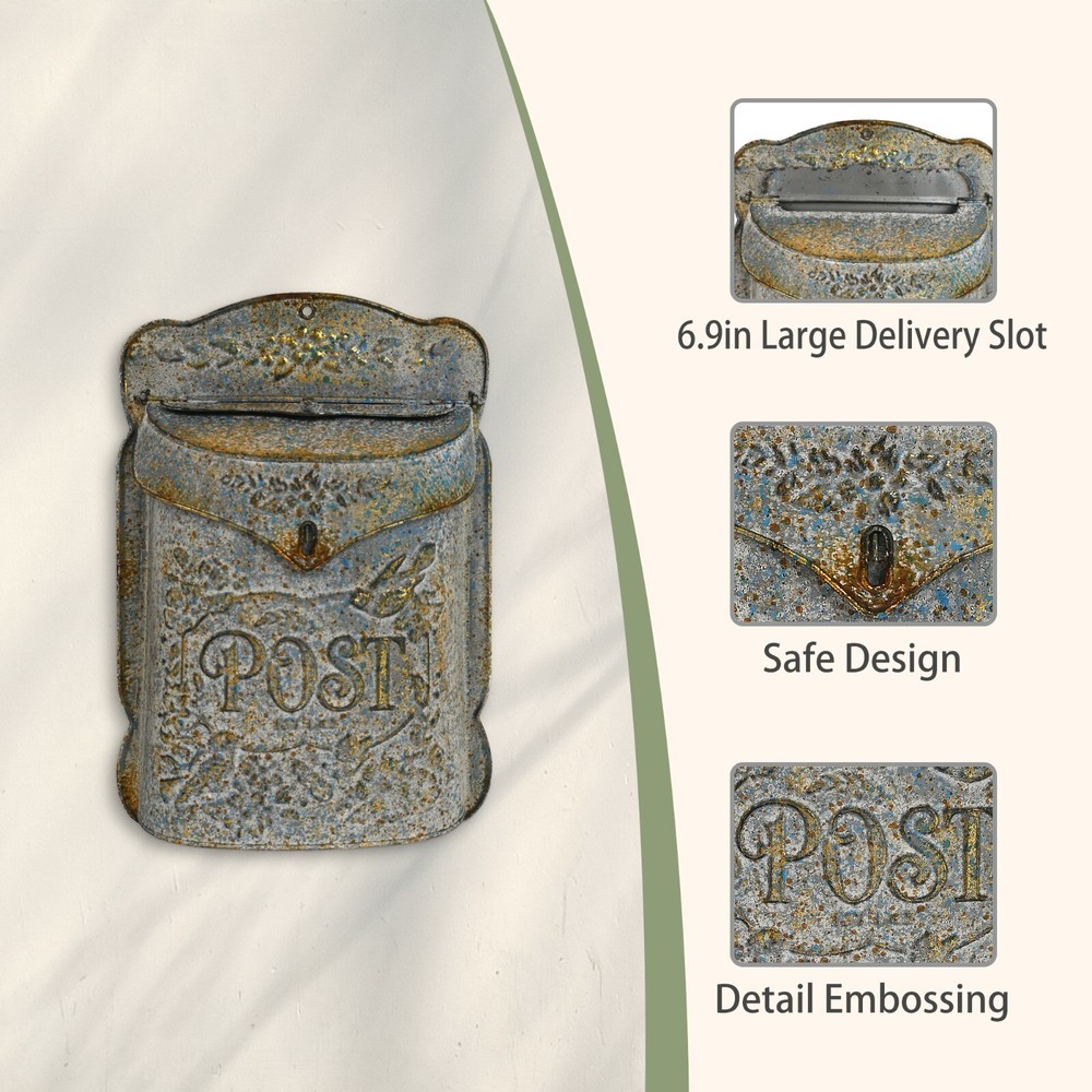 Rustic Wall Mount Mailbox for Porch Decoration, Message Box