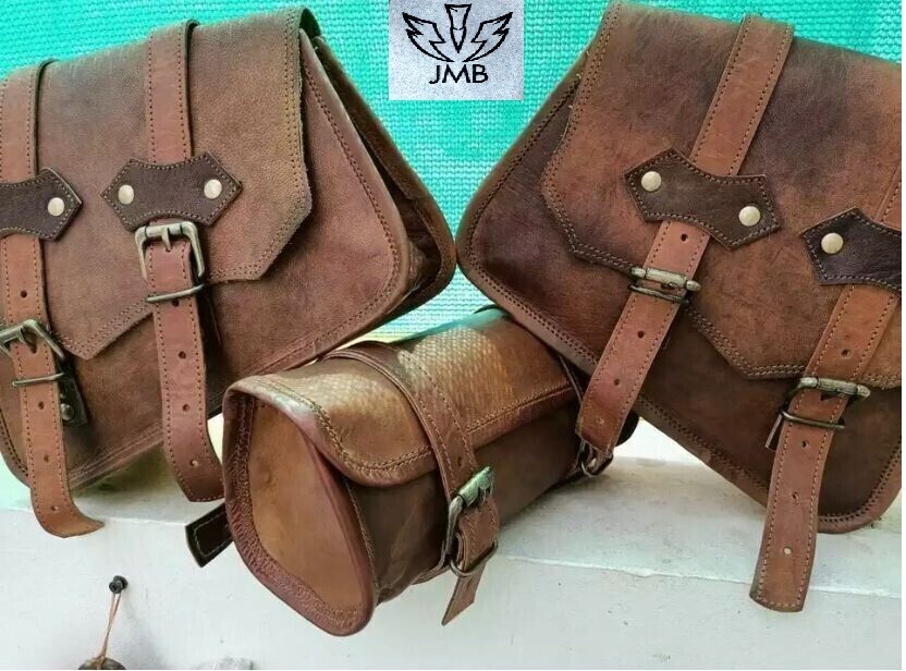 Tool 3 Saddle Bag Motorcycle Vintage look Leather Swing Arm Front Fork Pouch