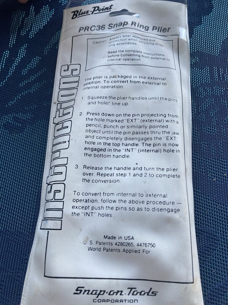 Blue-Point PRC36 Snap Ring Pliers With Case & Tips Snap-On Tools USA