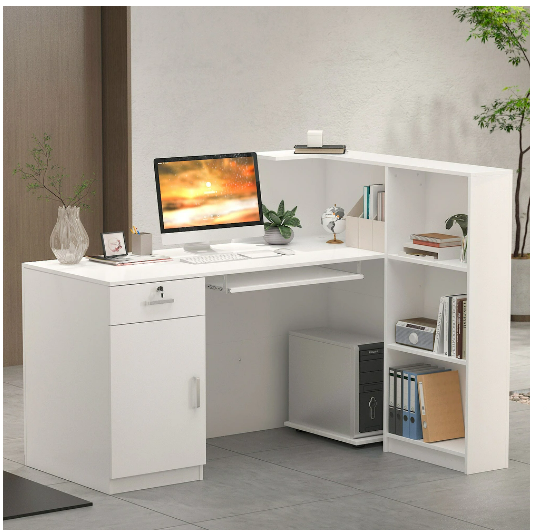 Desk Reception Office Counter Drawer Table Shelf Lockable Modern Checkout Front