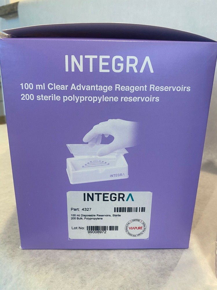 INTEGRA 100 ml Polypropylene Multichannel Reagent Reservoir Base + 200 Inserts