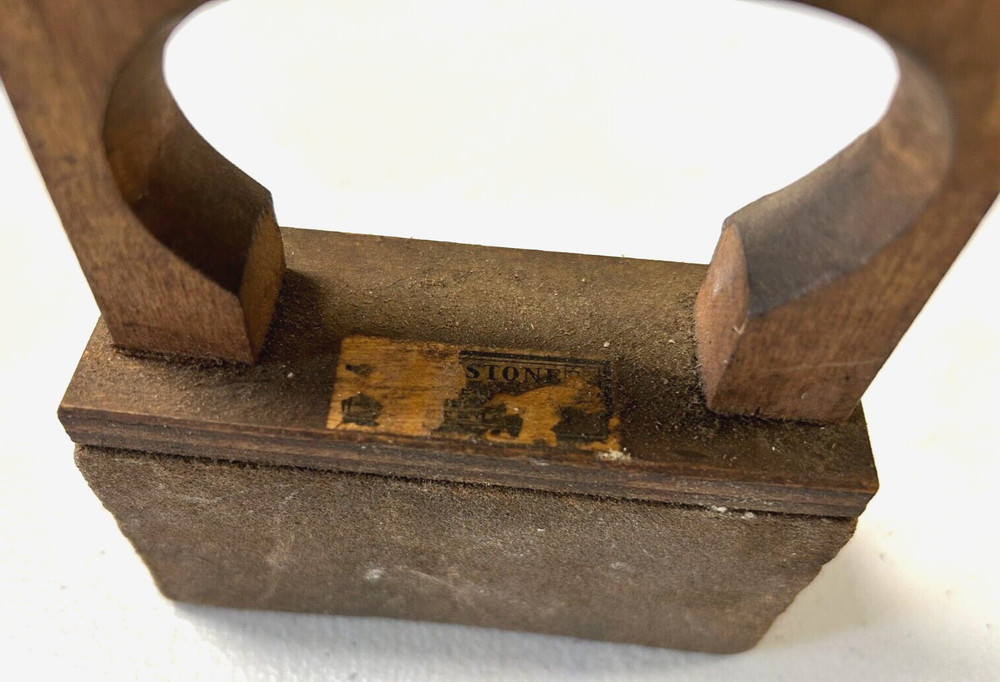 Vintage Sharpening Stone with a Wooden Grip Handle
