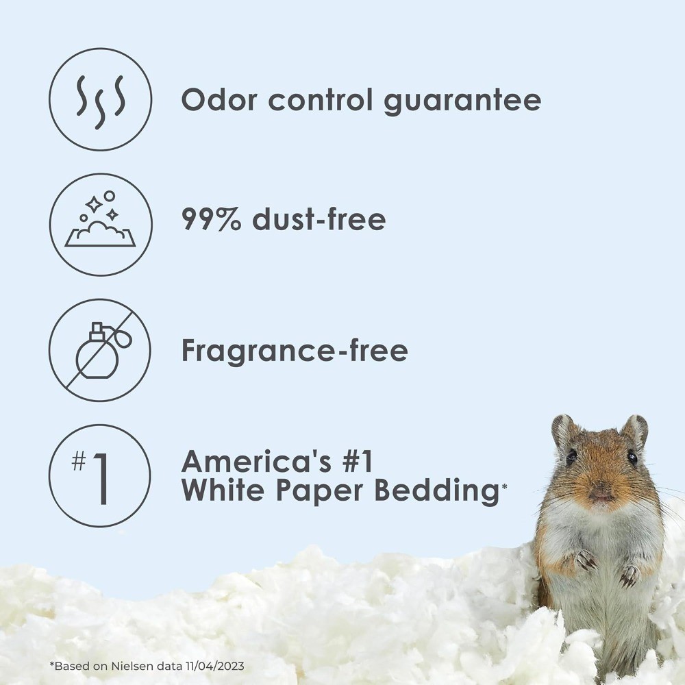 White Paper Bedding for Small Animals, Soft and Absorbent, 49.2L Bulk Pack