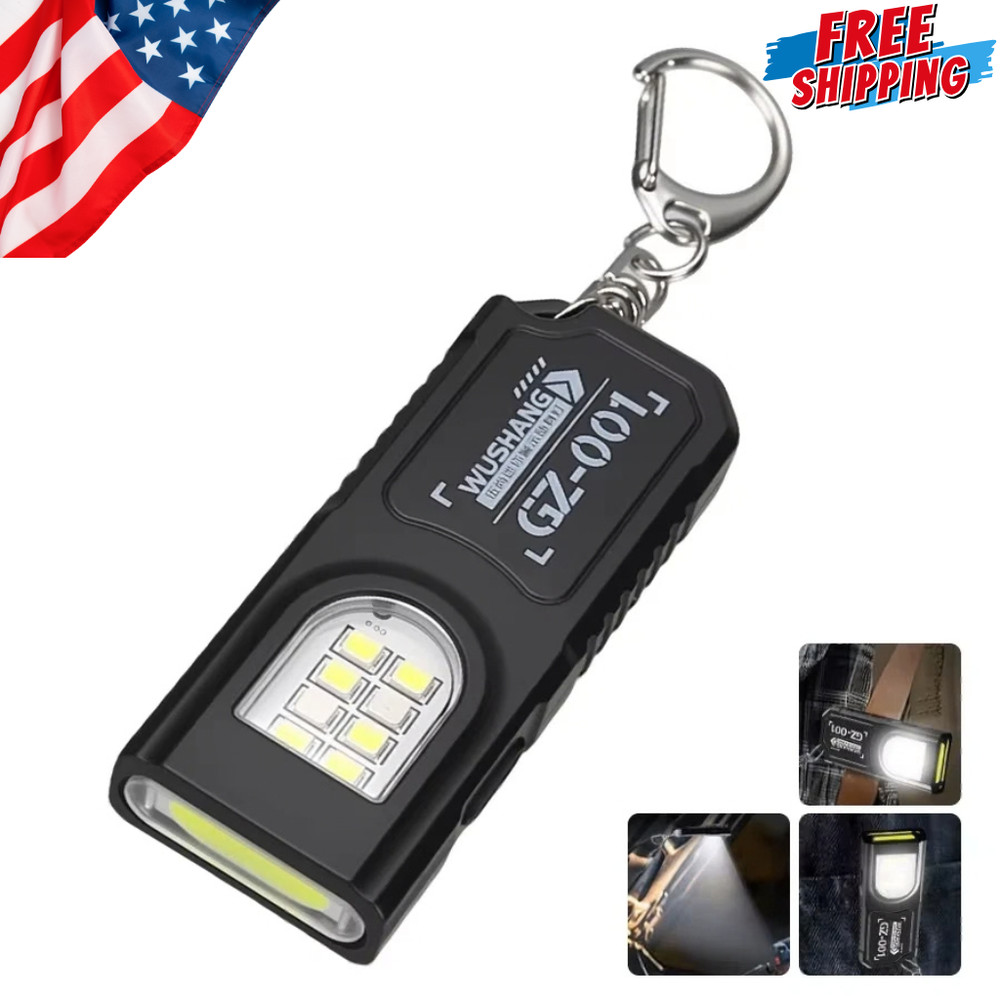 Powerful Mini LED Keychain Flashlight USB Rechargeable Waterproof EDC SOS Light