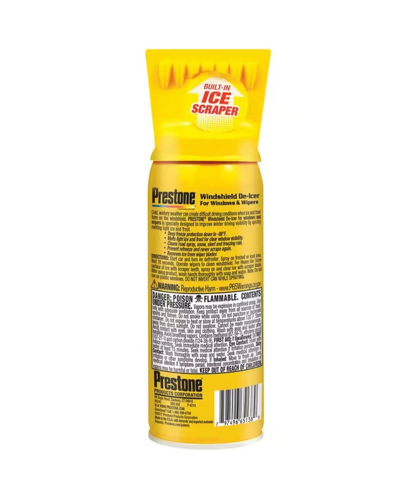Prestone 11 oz. Spray Windshield De-Icer with Scraper Top AS242