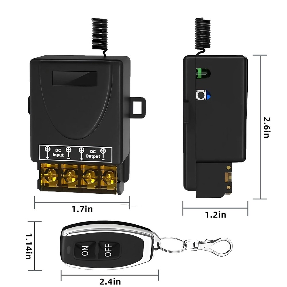 12V Remote Control Switch Wireless,Low Voltage DC 12V-72V 30A RF Relay Switch...