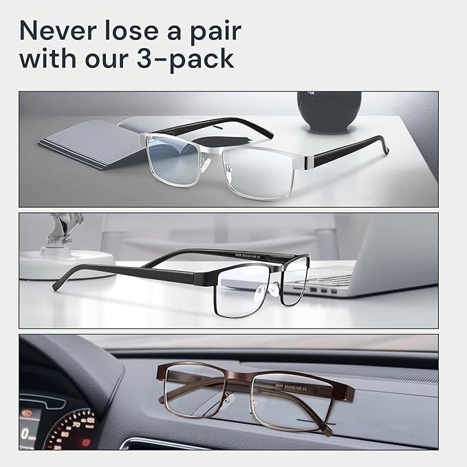 BLS Businessman Rectangular Reading Glasses - Professional Durable Readers - ...