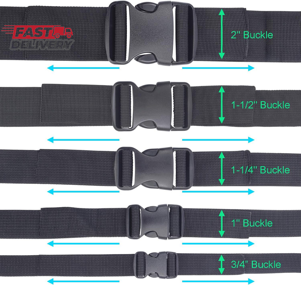 Coobigo 3Pcs 1-1/2" Plastic Buckles for Strap Replacement, Quick Side Release Bu