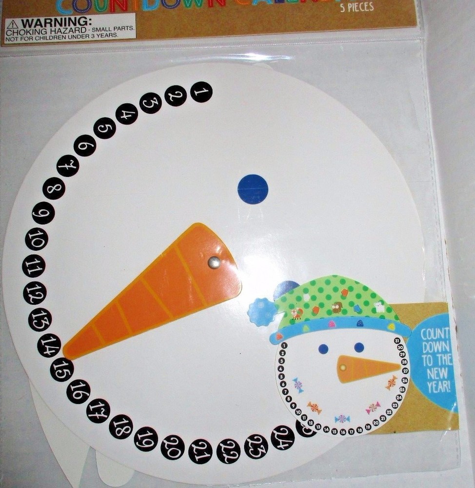 Horizon Group Countdown Calendar Snowman with Hat Christmas Decorations
