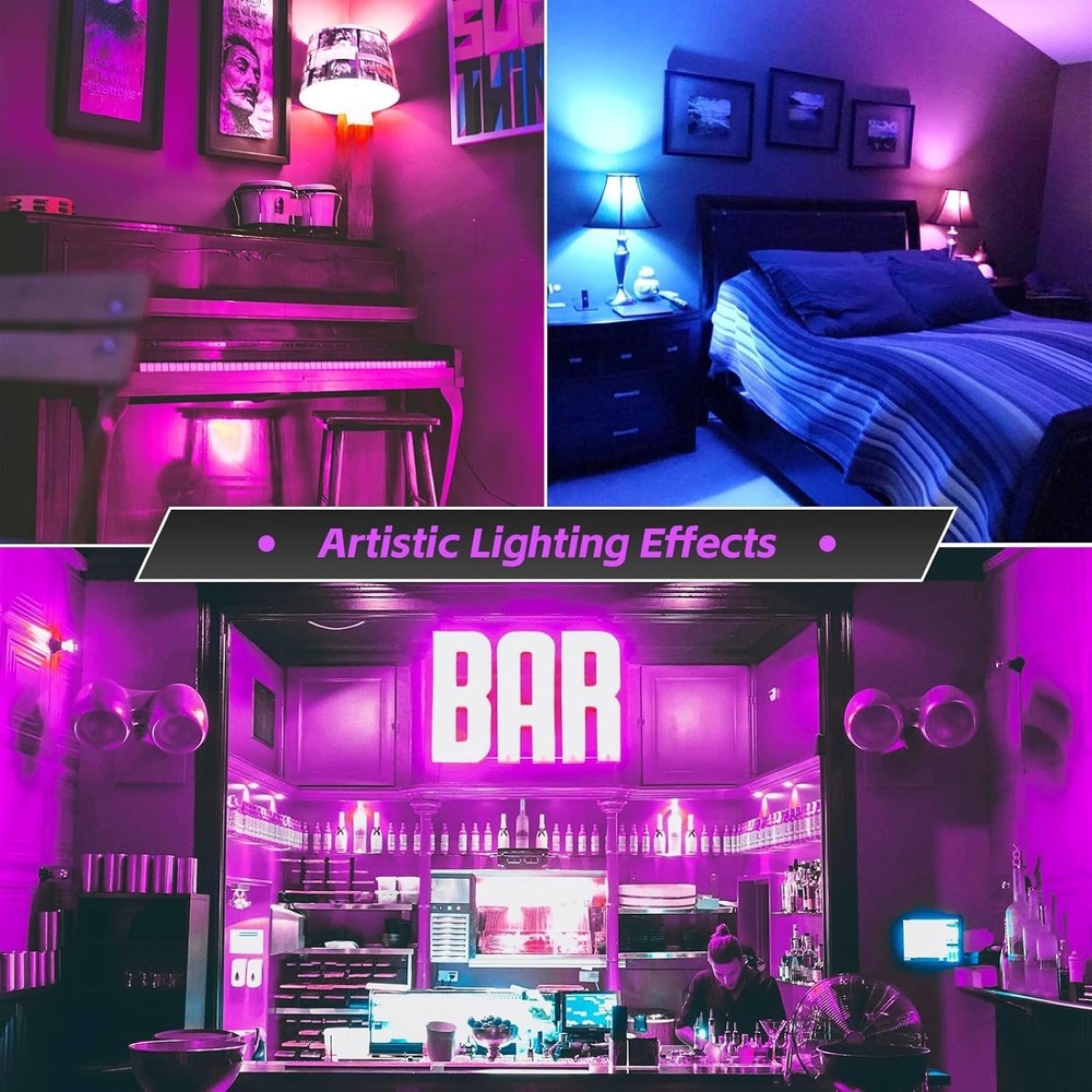 SANSI LED UV Black Light Bulb for Glow Party, 7W A15 UVA Blacklight Bulb E26 ETL