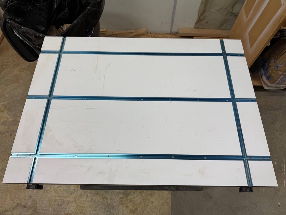 Mobile work table - Rockler panel cart + Powertec work top with t-track clamps