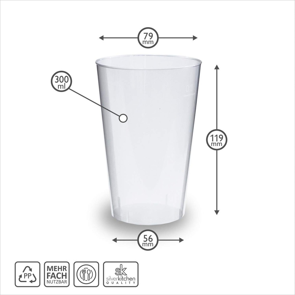 silverkitchen Polypropylene (PP) 250 ml 25 Stück (1er Pack), Transparent