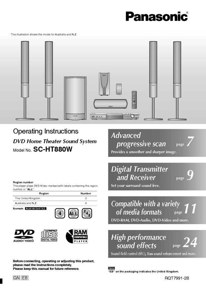 Panasonic SC-HT880W Home Theater System Owners Instruction Manual