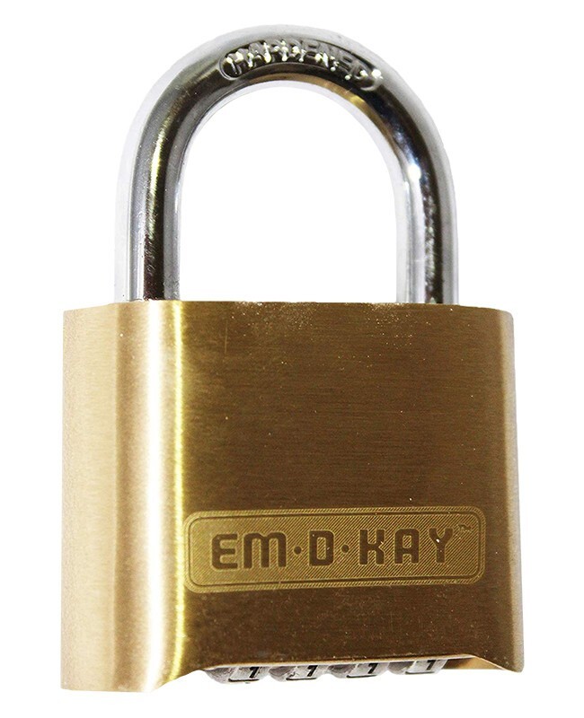 2" Em-D-Kay Combination Padlock, Bottom, Brass