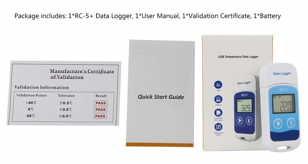 Plastic 32000 Points High Accuracy USB Temperature Data Logger Recorder