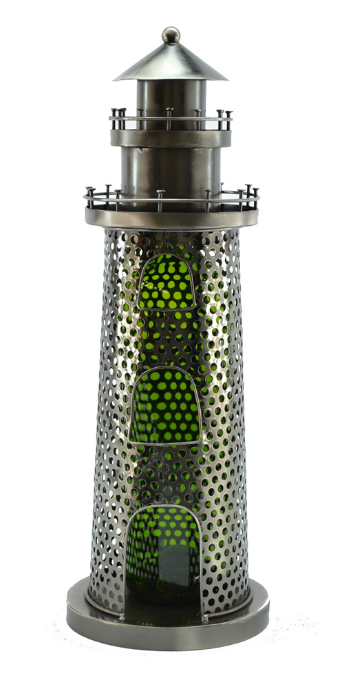 Metal Lighthouse 750ml Wine Bottle Holder