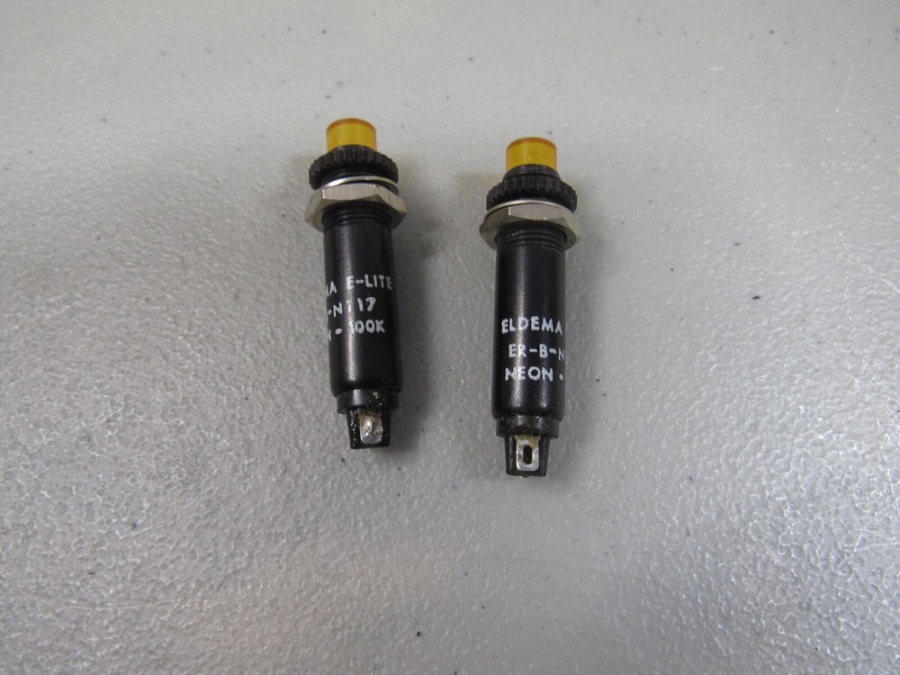 Qty. 2 Eldema E-Lite ER-B-N 117 Amber Panel Light Indicator Lamps