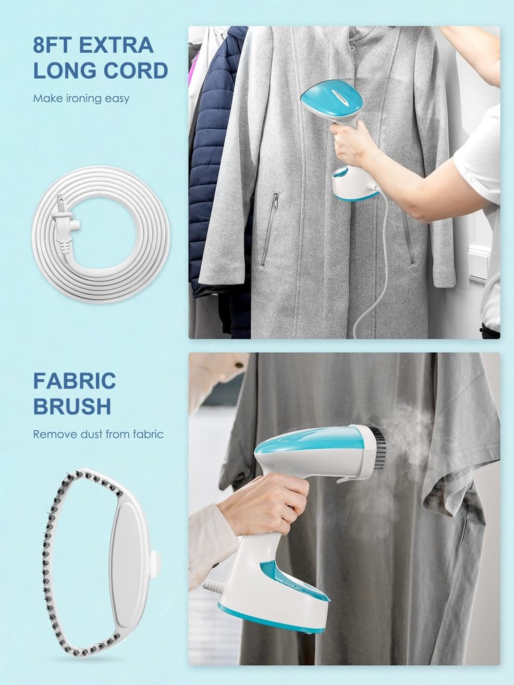 Reemix Steamer for Clothes, Folding Compact, Regular, Foldable, Crystal Blue