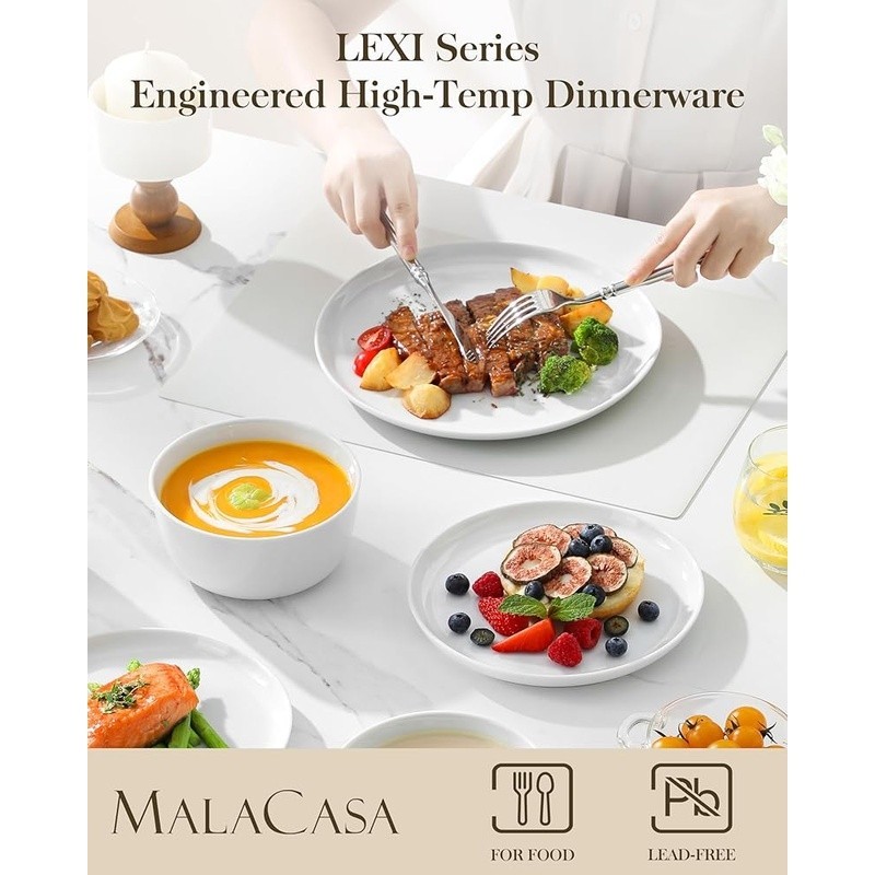 ECO Friendly Gourmet Porcelain Dinnerware Set Durable Dishwasher Microwave Safe