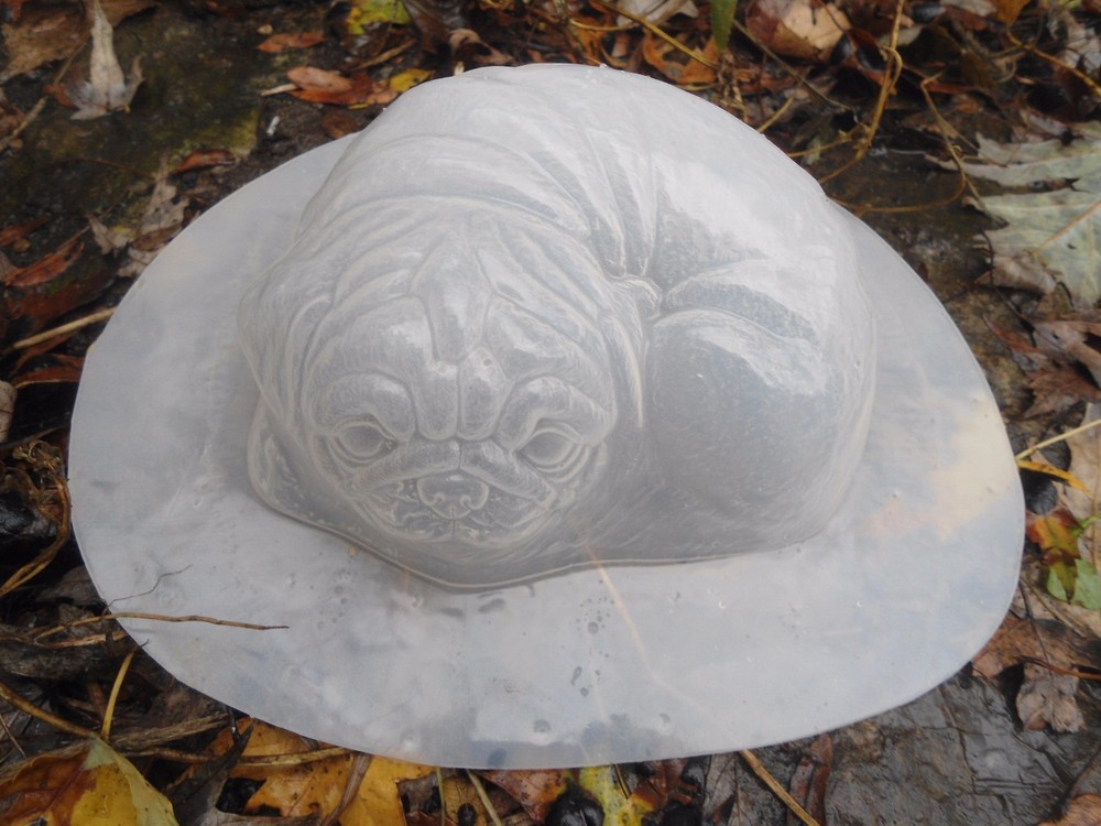 Pug mold dog concrete plastic mould Poly plastic pug casting 5" x 4" x 2"