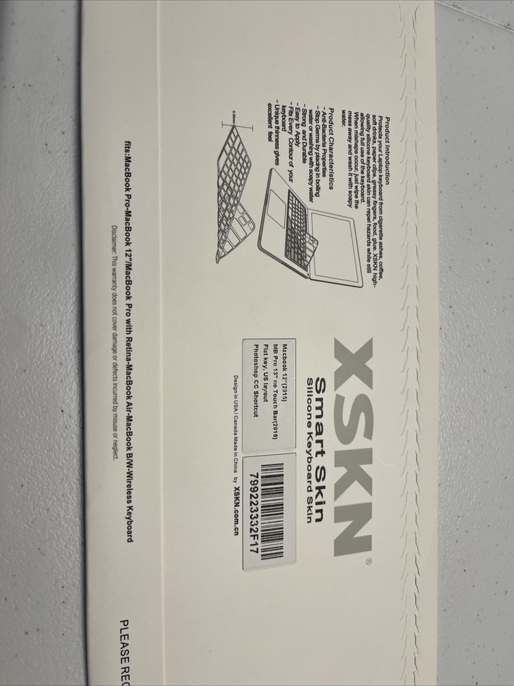 XSKN Adobe Illustrator Smart Skin Silicone Keyboard MacBook 12” (2015)