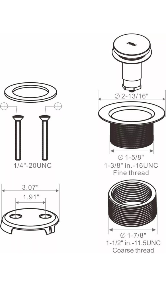 WELLUP Black Bathtub Drain Tip Toe Tub Conversion Kit Assembly
