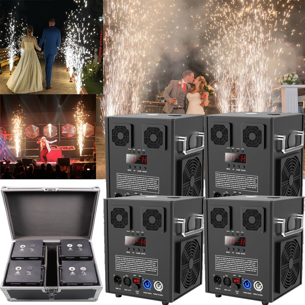 1/2/4X 700W Cold Spark Machine Stage Effect DMX Firework DJ Event Wedding &Case