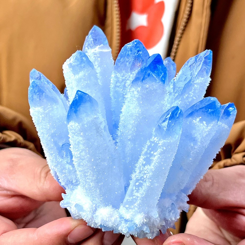 1.06LB Newly discovered blue Phantom Quartz Crystal Cluster mineral samples