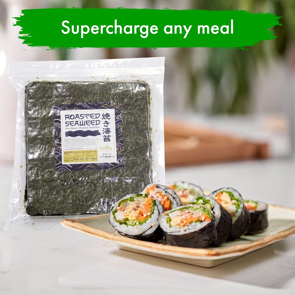 Roasted Seaweed Sheets for Sushi Rolls - 50 Full-Size Sheets