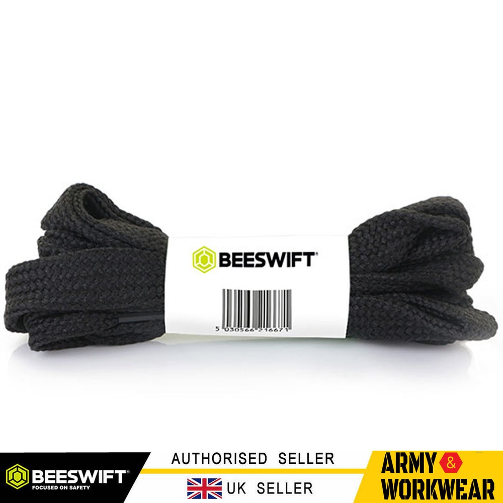 Beeswift Click Flat Lace Boot 90cms Black Work & Hiking Laces