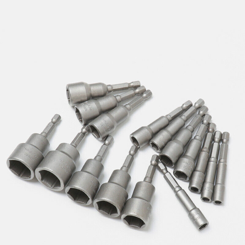 1/4" Hex Shank Magnetic Socket Nut Driver Drill Bit Adapter 6mm-24mm