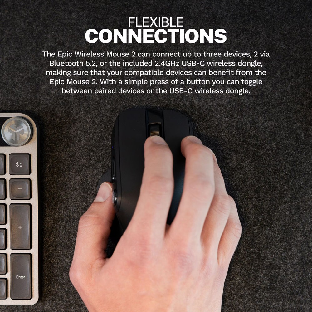 JLab - EPIC Wireless Bluetooth Mouse 2 - Wireless - Black