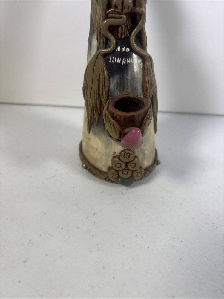 Carved Horn Pipe with Owl